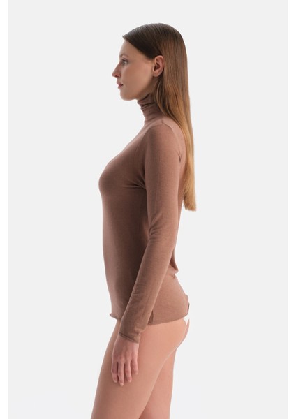 Mocha Modal Kaşmir Boğazlı Uzun Kollu Üst modelleri