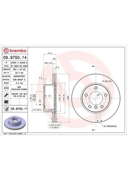 09975011 Fren Diski On 34116764629 34116854996 (2 Adet Fiyatıdır)