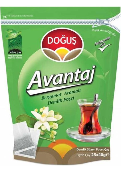 Doğuş Avantaj Bergamot Aromalı Demlik Çay 25X40 gr