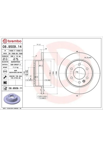 08950914 Arka Fren Diski 2E0615601A 68013764AA A9064230012 (2 Adet Fiyatıdır)