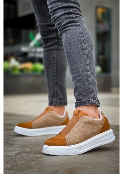 KB-007 Kuback Vizon Taba Yüksek Taban Tek Bant Bağcıksız Günlük Erkek Ayakkabı modelleri