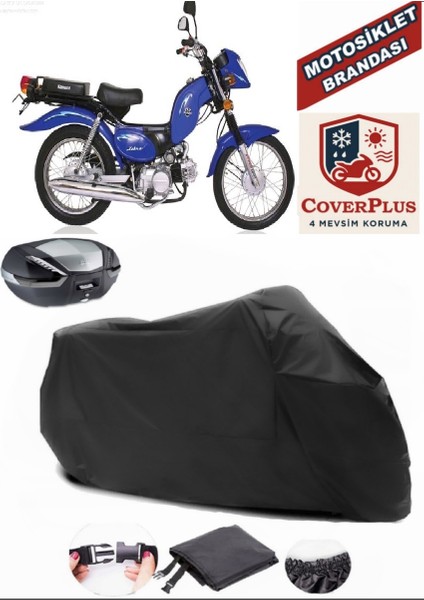 Kanuni Zebra 90 Motor Brandası Siyah Arka Çanta Uyumlu Motorsiket Brandası Motor Örtüsü Çadır Su Geçirmez Motosiklet Kılıfı Motor Brandası