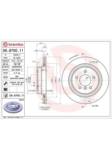 09870011 Arka Sol Fren Diski 34212227178