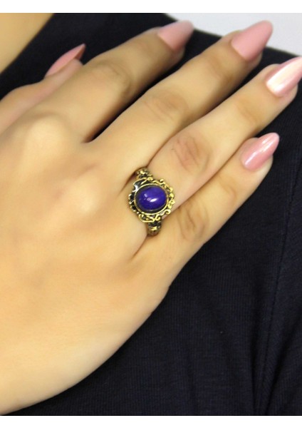 Doğal Taş Lapis Doğal Taşlı Antik Model Kadın Ayarlanabillir Yüzük EUY80L fiyatları