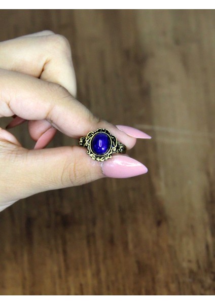 Doğal Taş Lapis Doğal Taşlı Antik Model Kadın Ayarlanabillir Yüzük EUY80L modelleri