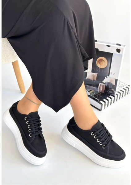 Carin Siyah Keten Bağcıklı Spor Ayakkabı fırsatları