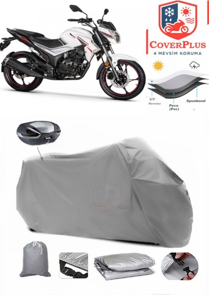 Rks Tnt 202 Motor Brandası Gri Arka Çanta Uyumlu Motorsiket Brandası Motor Örtüsü Çadır Su Geçirmez Motosiklet Kılıfı Motor Brandası