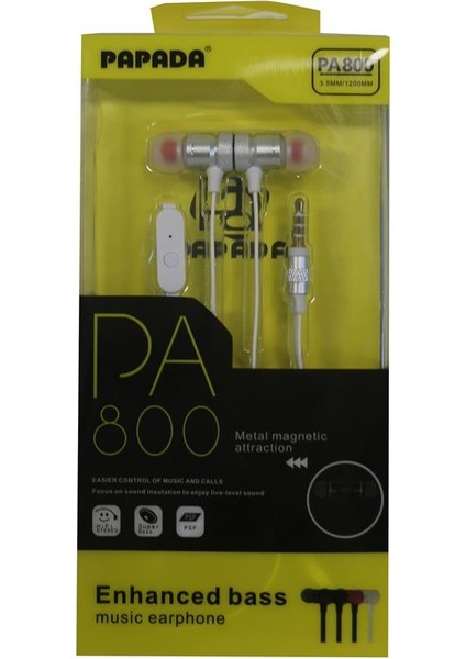 Megatech Papada PA800 Beyaz Renk Mikrofonlu Mıknatıslı Kulaklık