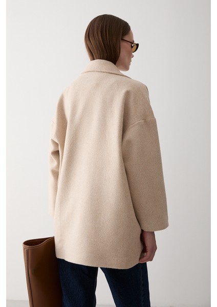 Taş 1. Sınıf Kalite Balık Sırtı Oversize Kaşe Kaban