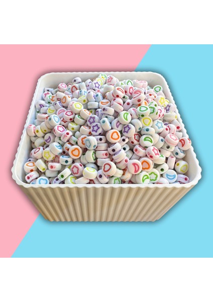 Harf Boncuk Küp Şekilli Beyaz Üzeri Renkli Takı Yapım Boncuğu - MCHS21-10 fiyatları