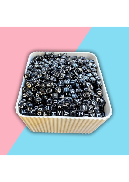 Harf Boncuk Küp Şekilli Beyaz Üzeri Renkli Takı Yapım Boncuğu - MCHS21-5 fiyatları