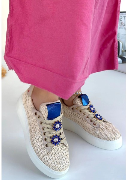 Iwer Bej Hasır Dokumalı Bağcıklı Spor Ayakkabı modelleri