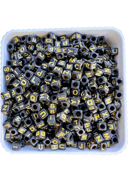 Harf Boncuk Küp Şekilli Beyaz Üzeri Renkli Takı Yapım Boncuğu - MCHS21-6 fırsatları