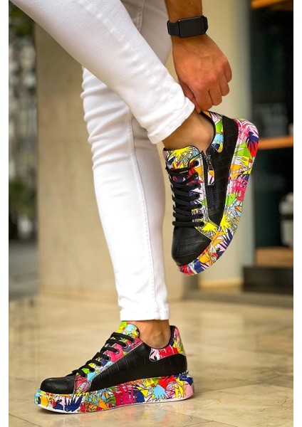 Kb-02 Kuback Bağcıklı Crocodile Siyah Kırmızı Günlük Erkek Ayakkabı