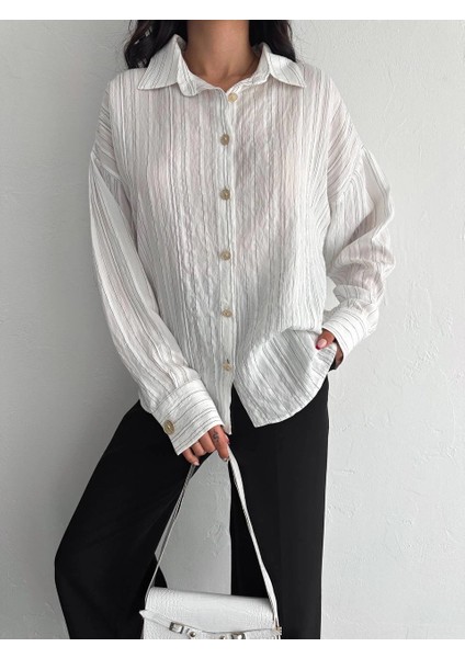 Çizgili Oversize Gömlek modelleri