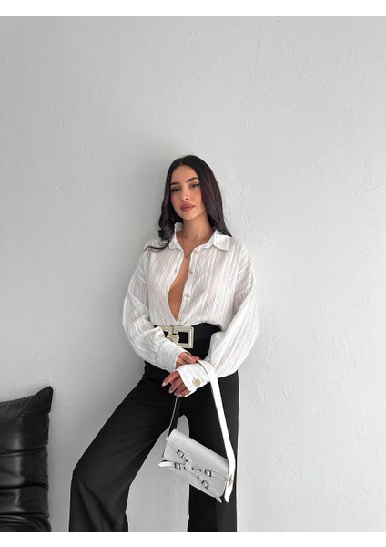 Çizgili Oversize Gömlek fırsatları