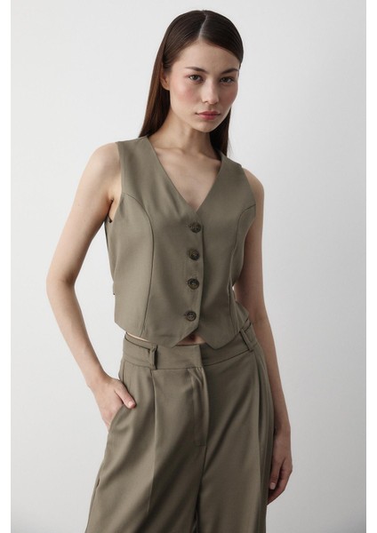 Haki Linda Yelek Pantolon Takım