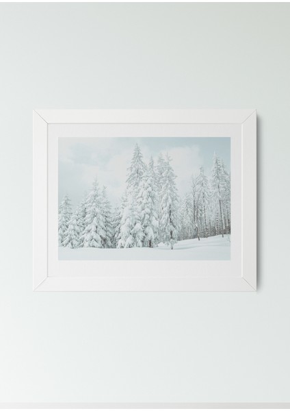 Silent Winter Yatay Çerçeveli Kanvas Tablo – Kar Manzaralı Minimal Doğa Posteri (25x30 cm) fiyatları