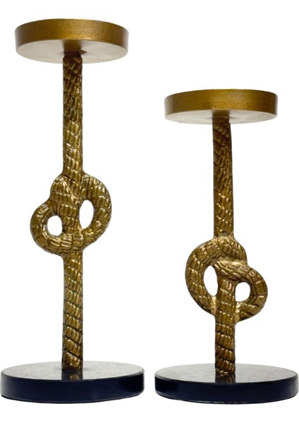 Döküm Antik Düğüm Mumluk Seti