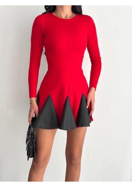 Eteği Kloş Crep Mini Elbise S1267