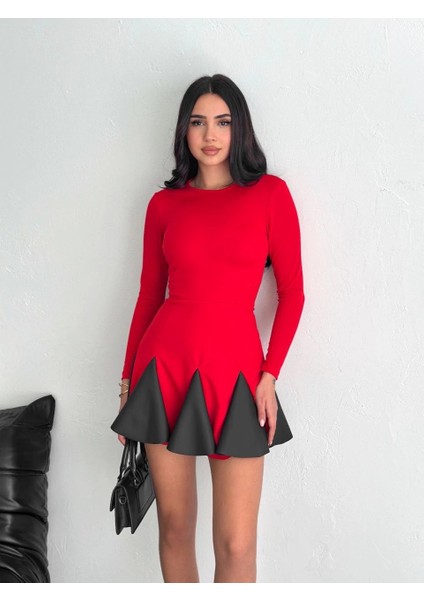 Eteği Kloş Crep Mini Elbise S1267 modelleri