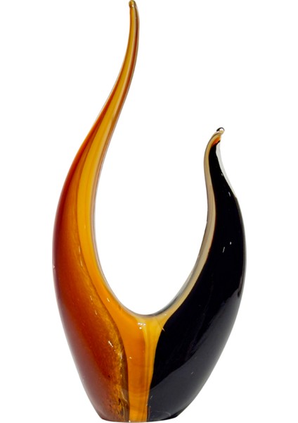 Turuncu & Siyah Sıcak Cam Dekoratif Obje
