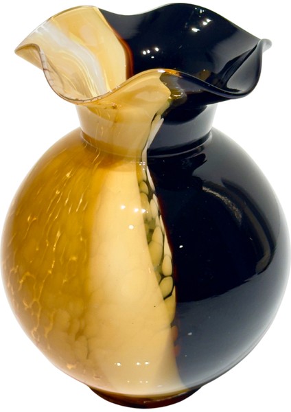 Turuncu & Siyah Desenli Tombul Cam Vazo fiyatları