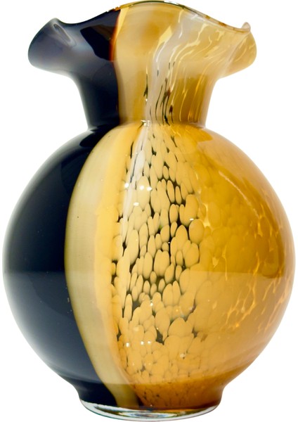 Turuncu & Siyah Desenli Tombul Cam Vazo fırsatları