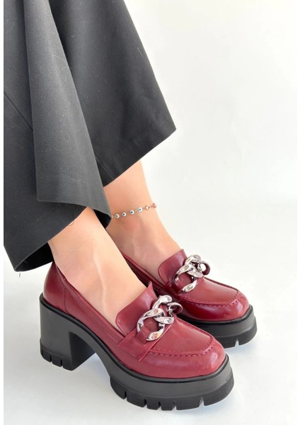 Winar Bordo Rugan Doldu Topuk Ayakkabı