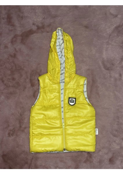 1-6 Yaş Kapşonlu Şişme Yelek Erkek Çocuk Sarı