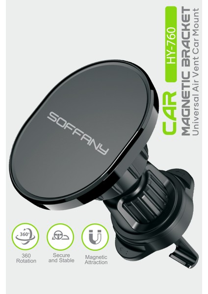 HY-760 360° Manyetik Araç İçi Telefon Tutucu Klima Uyumlu
