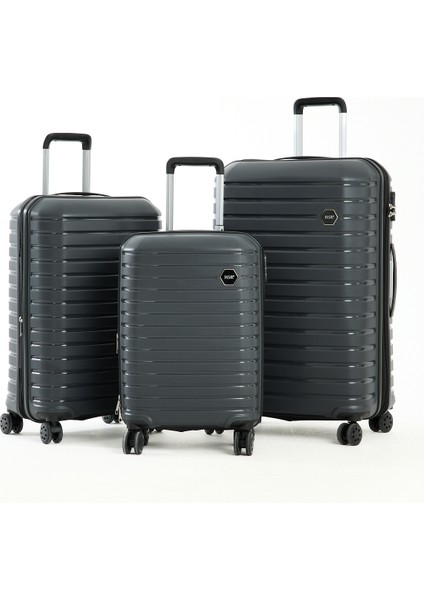 Körüklü(Genişleyebilen) Silikon Kırılmaz (Polipropilen) 3'lü Valiz Seti