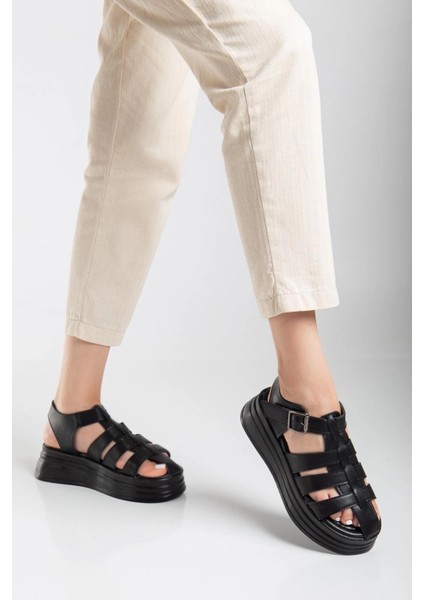 Toten Siyah Cilt Kemerli Sandalet modelleri