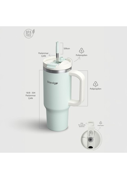 2 Moods Tuck-In Tumbler Sızdırmaz Çelik Termos 900 ml Sprout Green ST-240