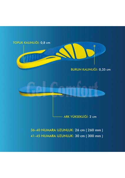 GC14 | Yumuşak Jel, Rahat, Konfor, Günlük ve Spor Ayakkabılar İçin Ortopedik Destekli İç Tabanlık indirimleri