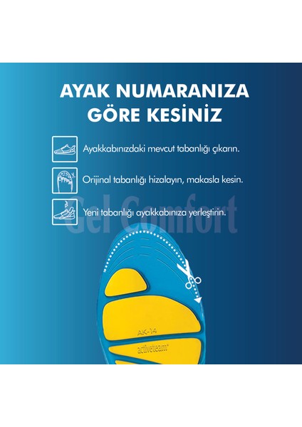 GC14 | Yumuşak Jel, Rahat, Konfor, Günlük ve Spor Ayakkabılar İçin Ortopedik Destekli İç Tabanlık