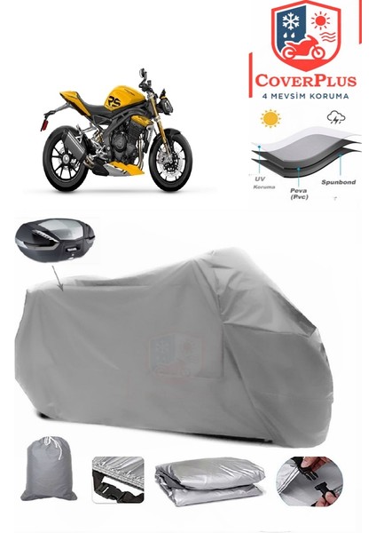 Triumph Speed Triple 1200 Rs Arka Çanta Uyumlu (Gri) Motorsiket Brandası Motor Örtüsü Çadır Su Geçirmez Motosiklet Kılıfı Motor Brandası
