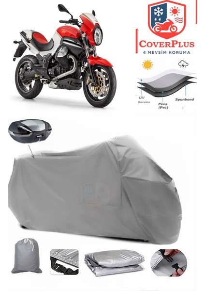 Moto Guzzi 1200 Arka Çanta Uyumlu (Gri) Motorsiket Brandası Motor Örtüsü Çadır Su Geçirmez Motosiklet Kılıfı Motor Brandası