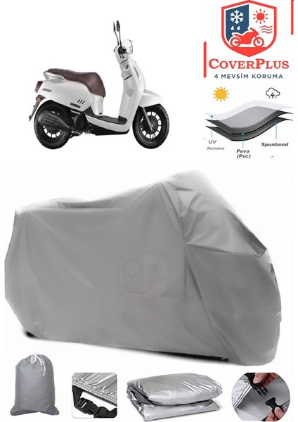 Qj VPS125 Gri Motorsiket Brandası Motor Örtüsü Çadır Su Geçirmez Motosiklet Kılıfı Motor Brandası