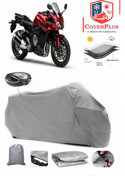Yamaha Fz1 Fazer Arka Çanta Uyumlu (Gri) Motorsiket Brandası Motor Örtüsü Çadır Su Geçirmez Motosiklet Kılıfı Motor Brandası