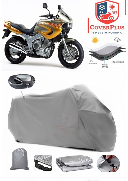 Yamaha Tdm 850 Arka Çanta Uyumlu (Gri) Motorsiket Brandası Motor Örtüsü Çadır Su Geçirmez Motosiklet Kılıfı Motor Brandası