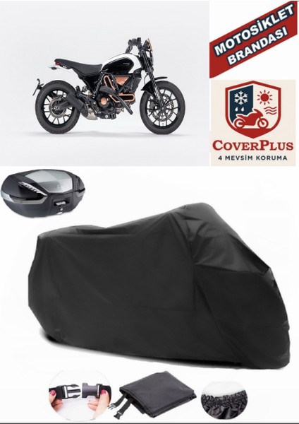 Ducati Scrambler Ducati Siyah Arka Çanta Uyumlu Motorsiket Brandası Motor Örtüsü Çadır Su Geçirmez Motosiklet Kılıfı Motor Brandası