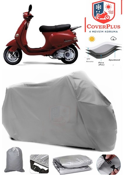 Vespa Et 4 Gri Motorsiket Brandası Motor Örtüsü Çadır Su Geçirmez Motosiklet Kılıfı Motor Brandası