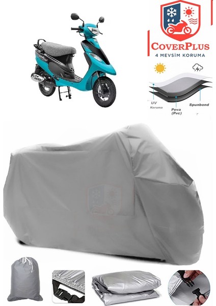 Tvs Scooty Pep Plus Gri Motorsiket Brandası Motor Örtüsü Çadır Su Geçirmez Motosiklet Kılıfı Motor Brandası