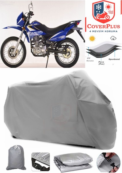 Kanuni Enduro 200 Gri Motorsiket Brandası Motor Örtüsü Çadır Su Geçirmez Motosiklet Kılıfı Motor Brandası