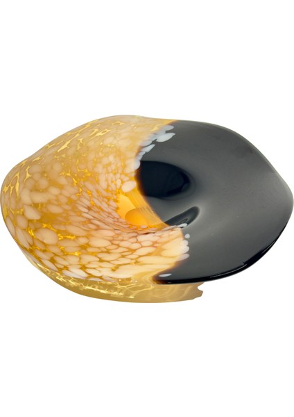 Turuncu & Siyah Desenli Cam Tabak