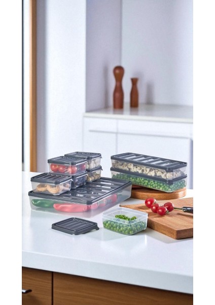 8'li 16 Parça 2.5 L Derin Dondurucu Düzenleyici Büyük Boy Istiflenebilir Buzluk Saklama Kabı Seti modelleri