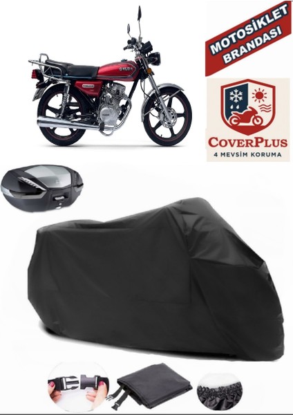 Kuba Prince 50 Siyah Arka Çanta Uyumlu Motorsiket Brandası Motor Örtüsü Çadır Su Geçirmez Motosiklet Kılıfı Motor Brandası