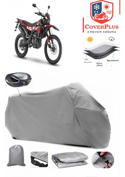 Aprilia Rx 125 Arka Çanta Uyumlu (Gri) Motorsiket Brandası Motor Örtüsü Çadır Su Geçirmez Motosiklet Kılıfı Motor Brandası