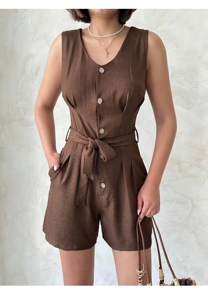 Kuşaklı Şortlu Tulum modelleri